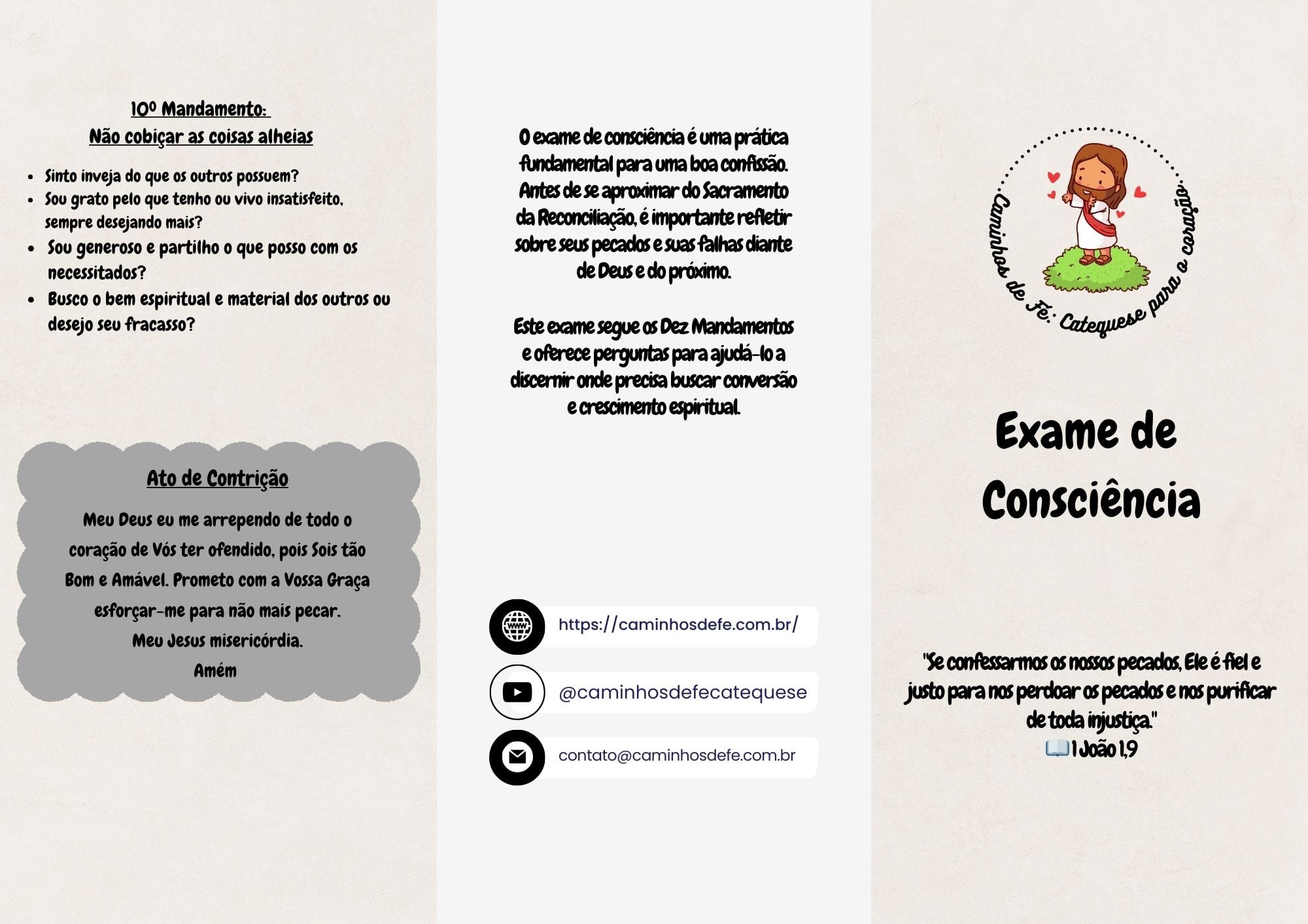 panfleto para fazer exame de consciência