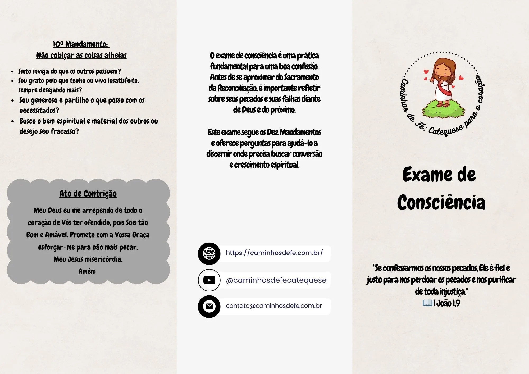 exame de consciência PDF frente para confissão católica