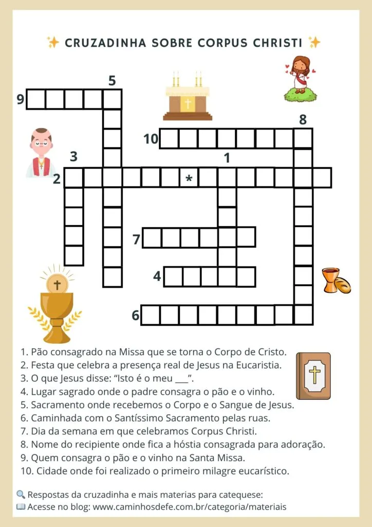 Cruzadinha de Corpus Christi para imprimir