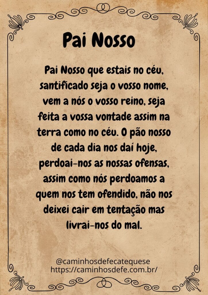 Oração do Pai Nosso para imprimir em imagem, material gratuito para catequese e oração em família