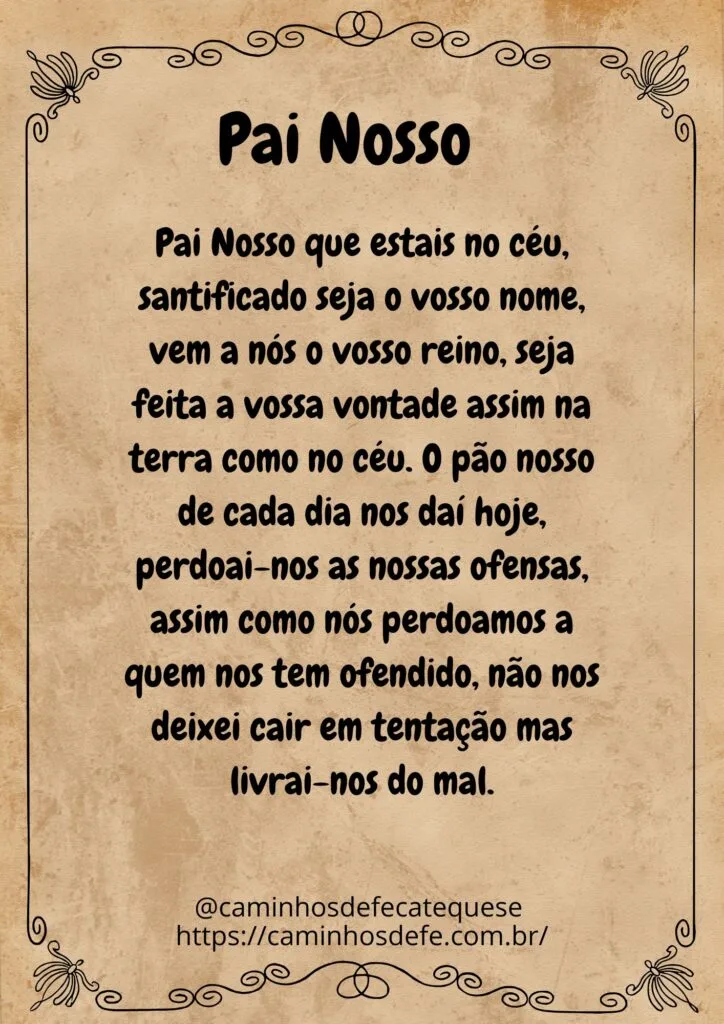 Oração do Pai Nosso para imprimir em imagem, material gratuito para catequese e oração em família