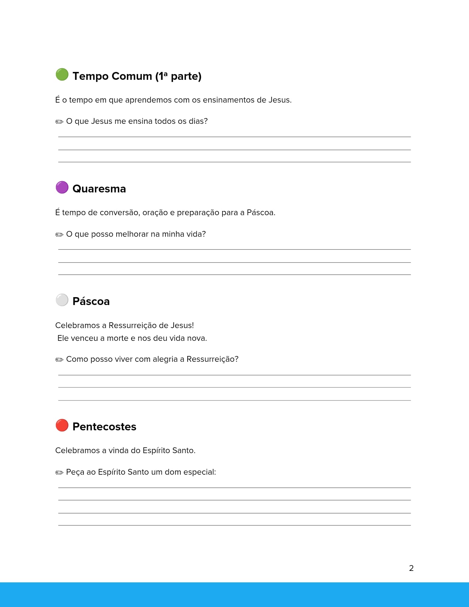 Folha de atividade sobre o ano litúrgico com Advento e Natal para catequese