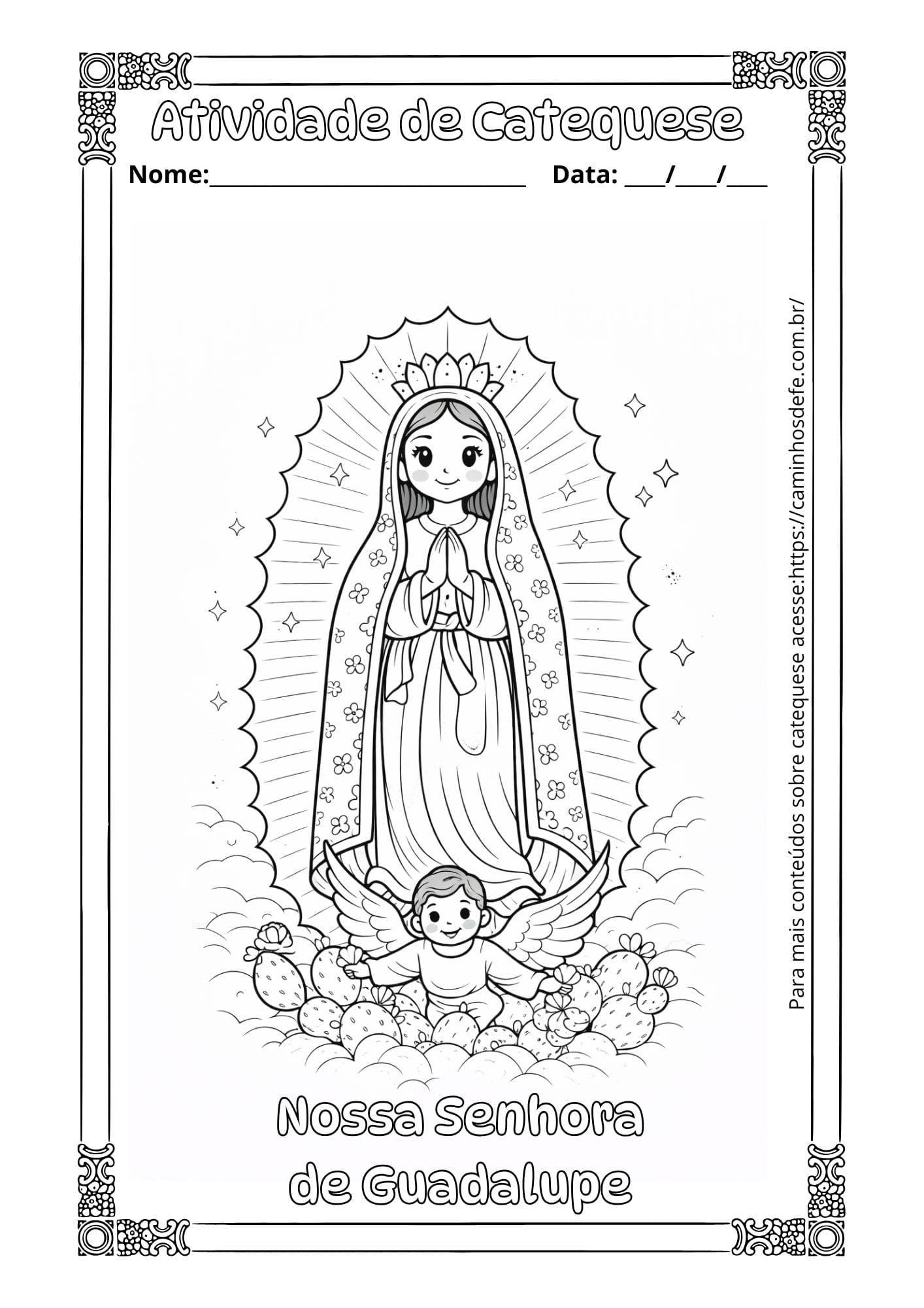 Desenhos para colorir de Nossa Senhora de Guadalupe – PDF gratuito para catequese
