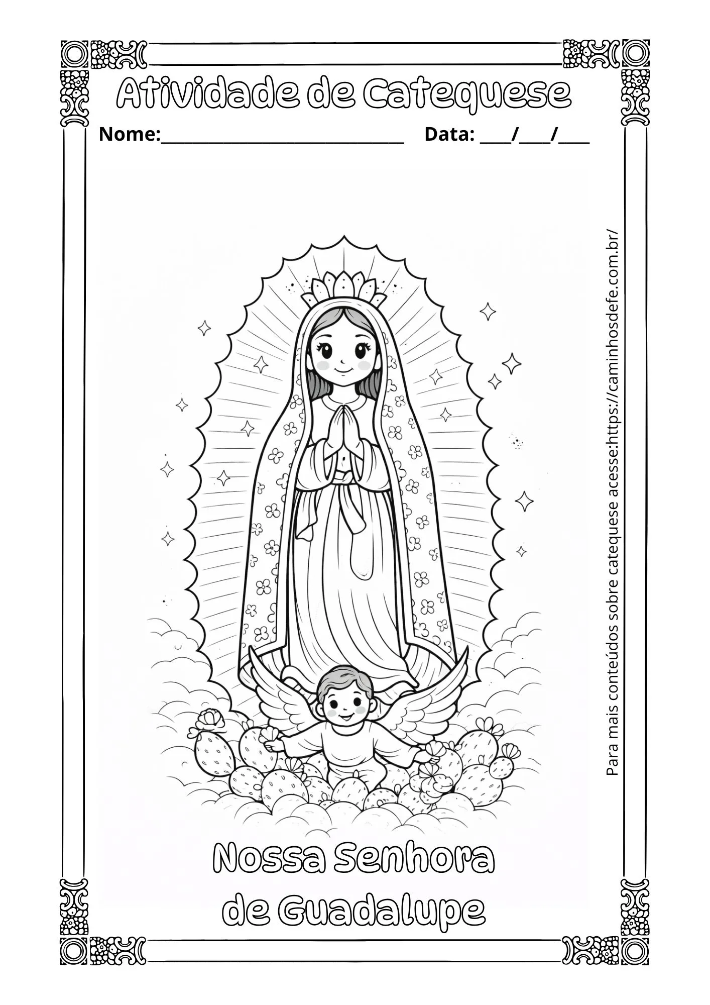 Desenhos para colorir de Nossa Senhora de Guadalupe – PDF gratuito para catequese