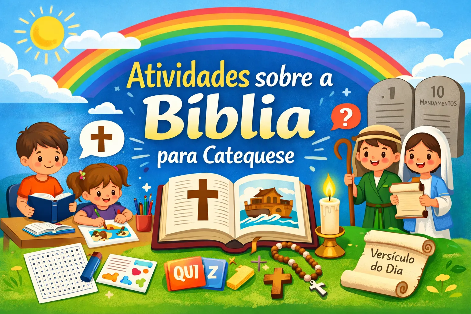 Atividades sobre a Bíblia para catequese com crianças aprendendo a Palavra de Deus