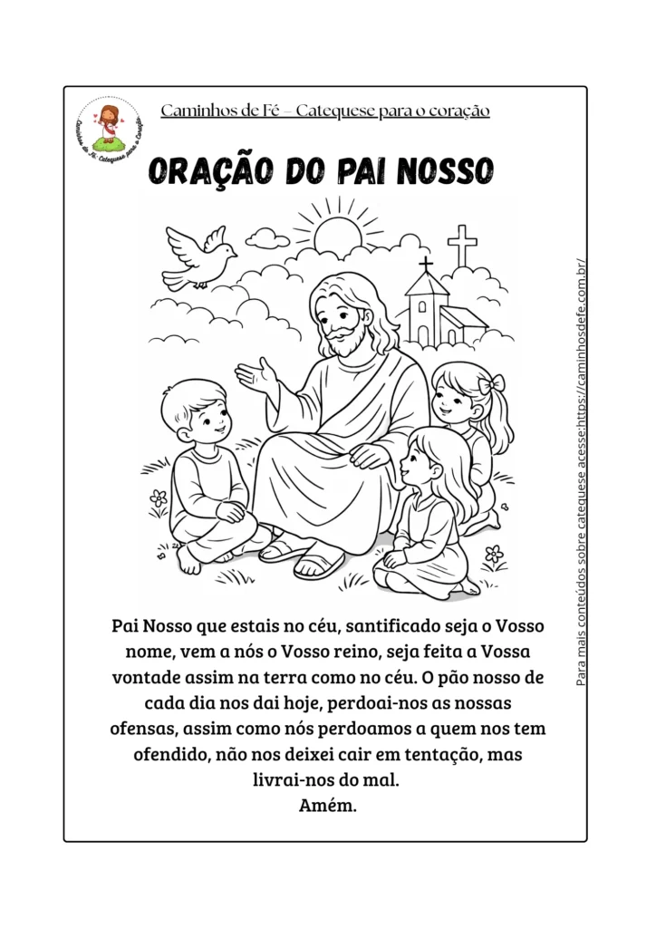 Pai Nosso para colorir atividade infantil de catequese