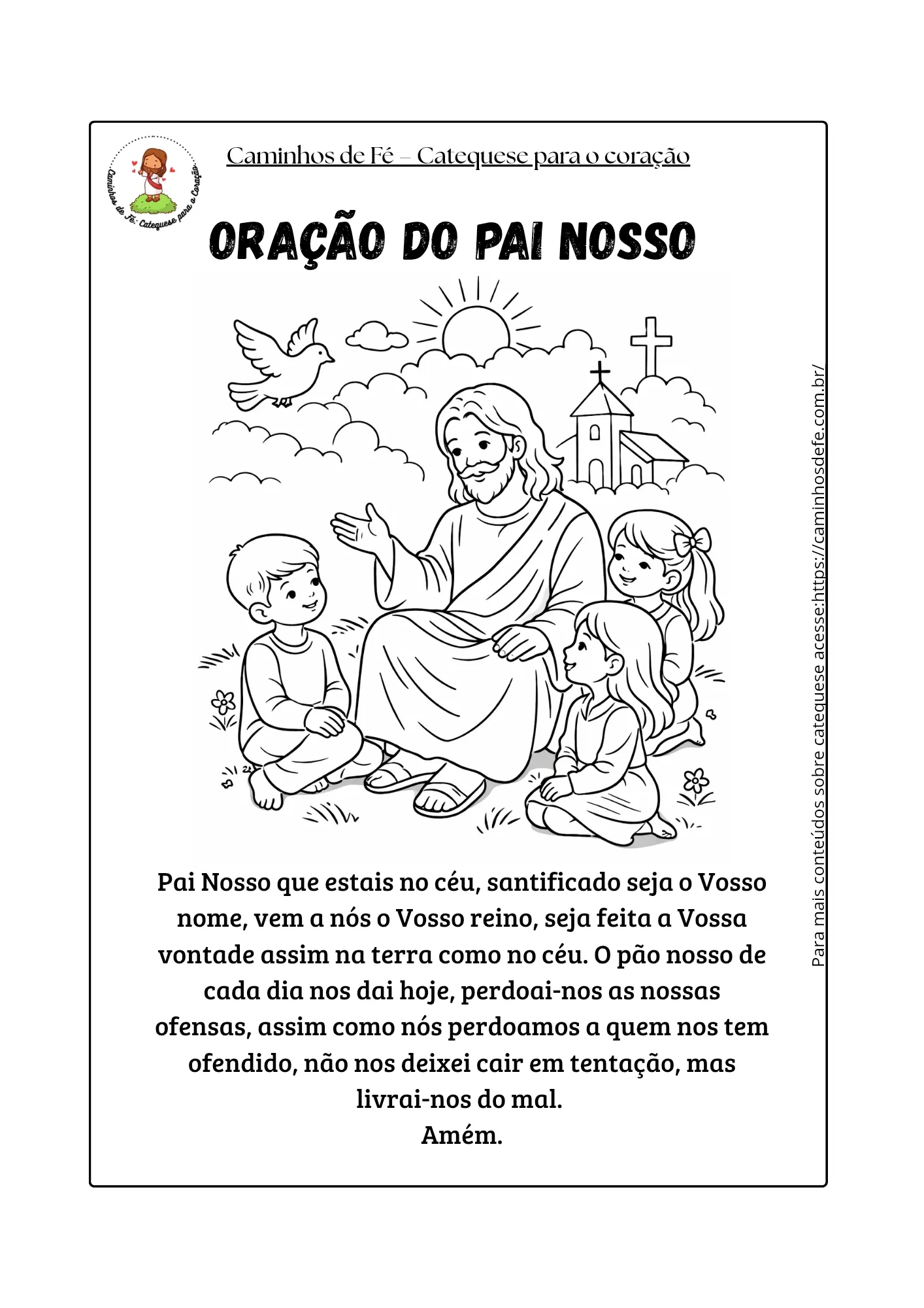 Pai Nosso para colorir atividade infantil de catequese para imprimir