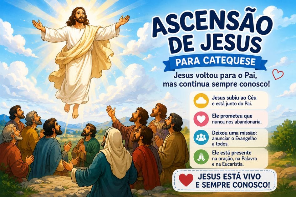 história da Ascensão de Jesus para catequese