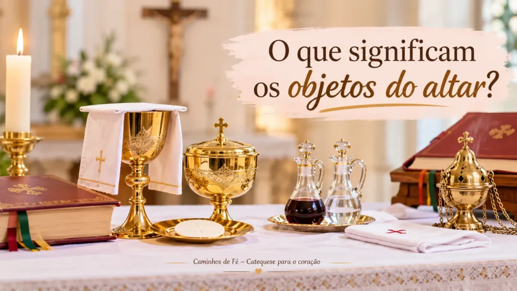 O que significam os objetos do altar: cálice, patena, cibório, velas e outros objetos litúrgicos sobre o altar